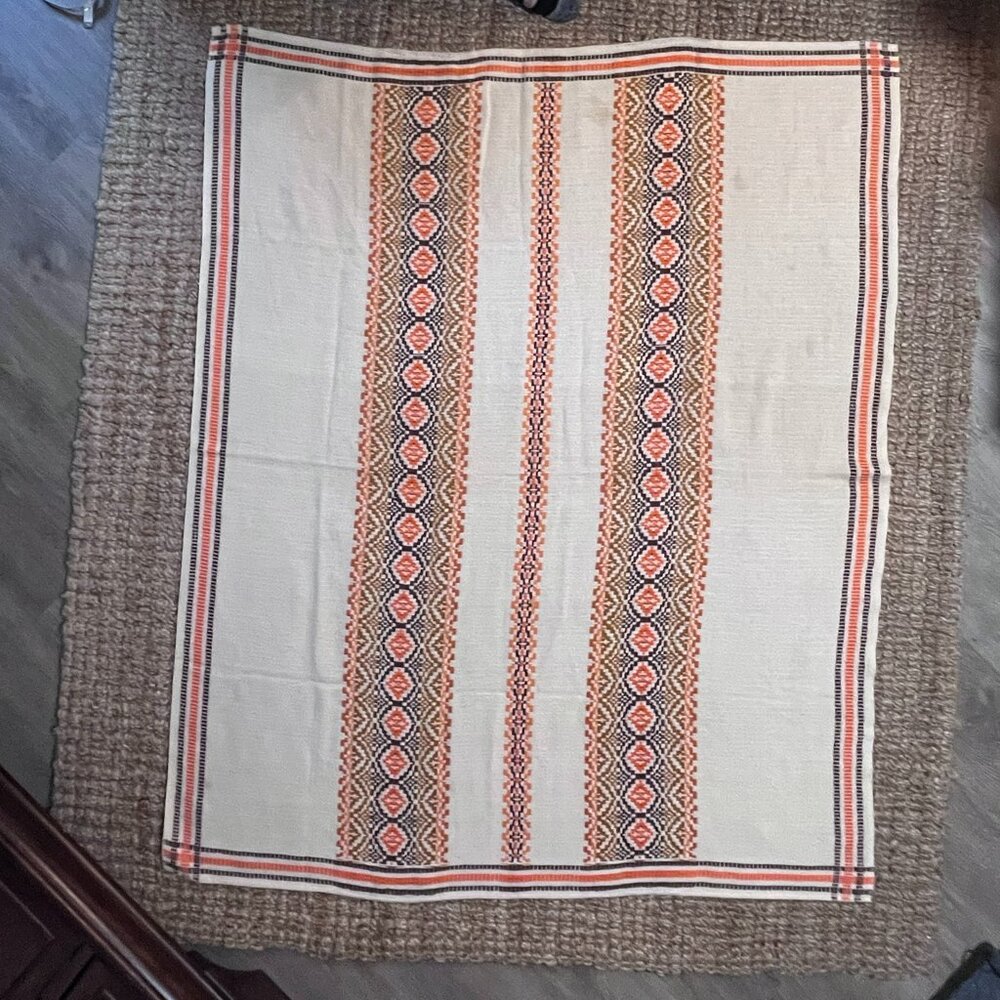 Vintage Handwoven Gamcha Tablecloth 60s 70s Embroidered Table Cover